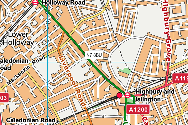 N7 8BU map - OS VectorMap District (Ordnance Survey)