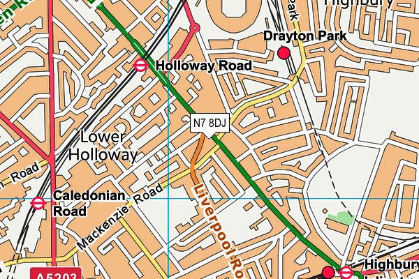 N7 8DJ map - OS VectorMap District (Ordnance Survey)