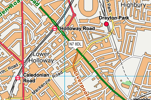 N7 8DL map - OS VectorMap District (Ordnance Survey)