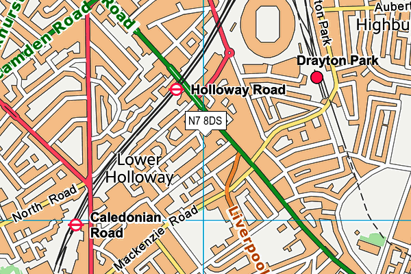 N7 8DS map - OS VectorMap District (Ordnance Survey)