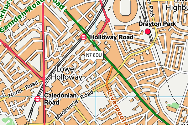 N7 8DU map - OS VectorMap District (Ordnance Survey)