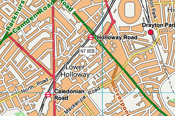 N7 8EB map - OS VectorMap District (Ordnance Survey)