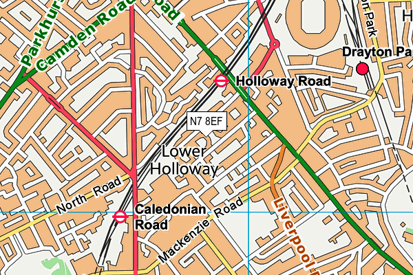 N7 8EF map - OS VectorMap District (Ordnance Survey)