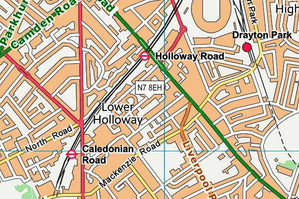 N7 8EH map - OS VectorMap District (Ordnance Survey)