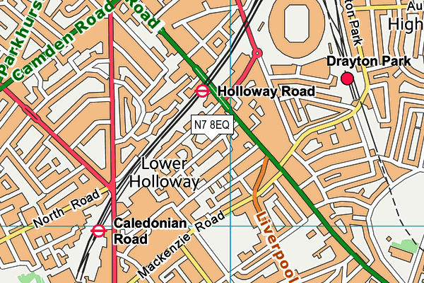 N7 8EQ map - OS VectorMap District (Ordnance Survey)