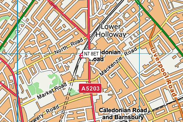 N7 8ET map - OS VectorMap District (Ordnance Survey)