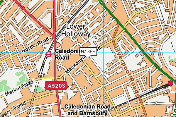 N7 8FE map - OS VectorMap District (Ordnance Survey)