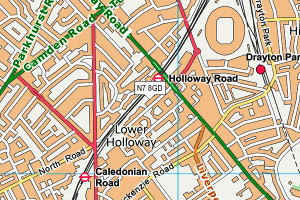 N7 8GD map - OS VectorMap District (Ordnance Survey)