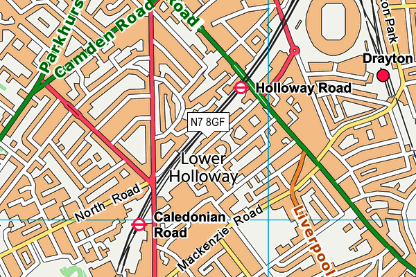 N7 8GF map - OS VectorMap District (Ordnance Survey)