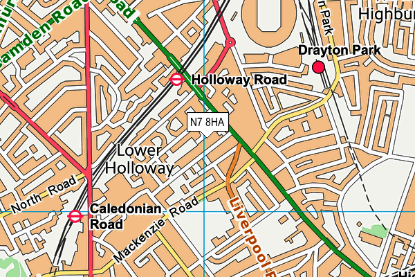 N7 8HA map - OS VectorMap District (Ordnance Survey)