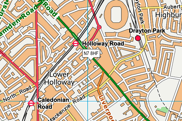 N7 8HF map - OS VectorMap District (Ordnance Survey)