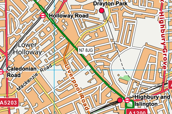 N7 8JG map - OS VectorMap District (Ordnance Survey)