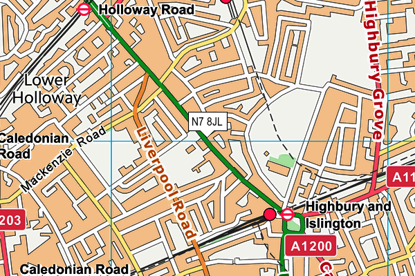 N7 8JL map - OS VectorMap District (Ordnance Survey)