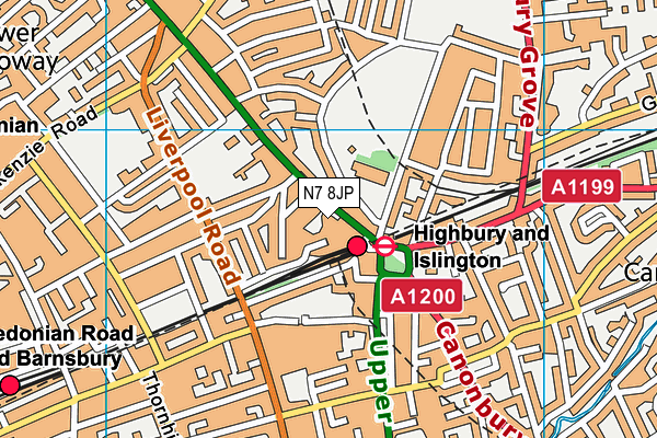 N7 8JP map - OS VectorMap District (Ordnance Survey)