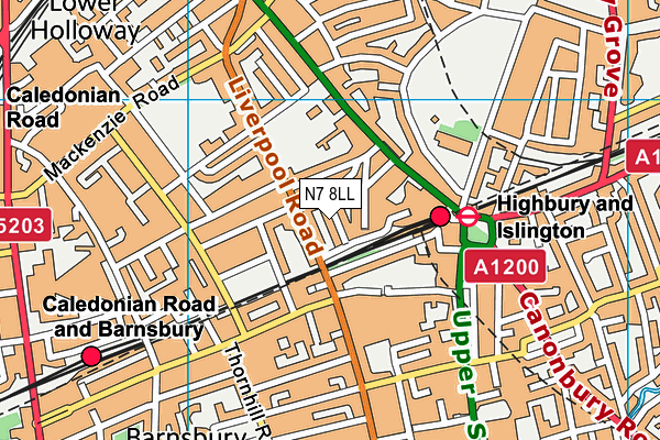 N7 8LL map - OS VectorMap District (Ordnance Survey)