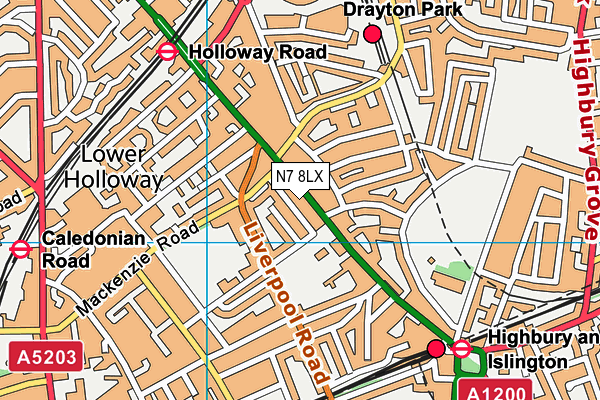 N7 8LX map - OS VectorMap District (Ordnance Survey)