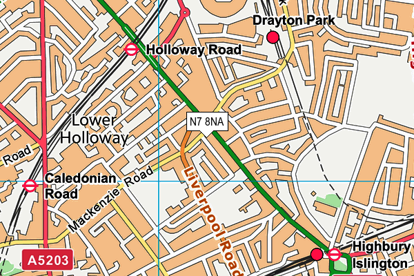 N7 8NA map - OS VectorMap District (Ordnance Survey)