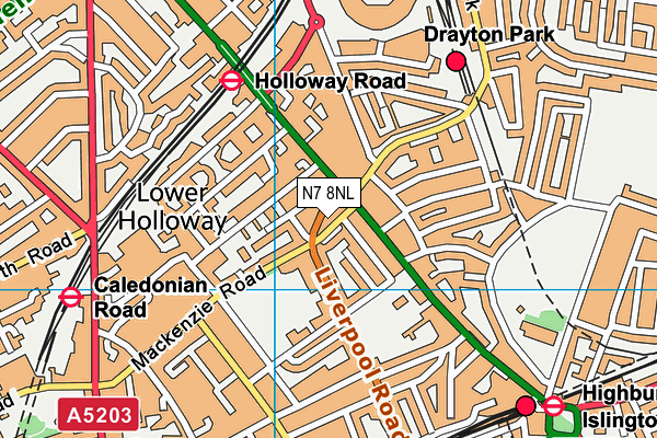 N7 8NL map - OS VectorMap District (Ordnance Survey)