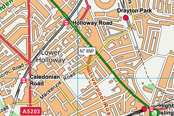 Energie Fitness (Highbury) map (N7 8NP) - OS VectorMap District (Ordnance Survey)