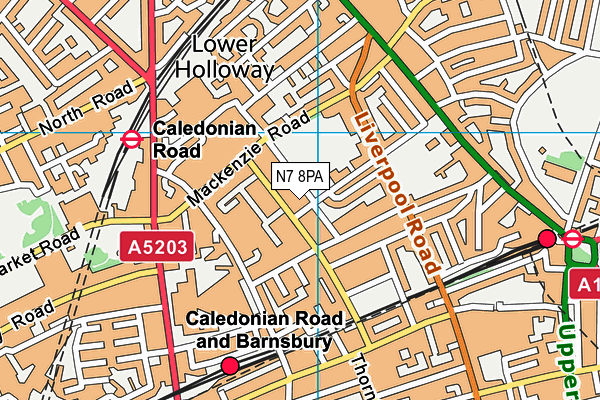 N7 8PA map - OS VectorMap District (Ordnance Survey)