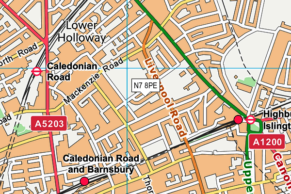 N7 8PE map - OS VectorMap District (Ordnance Survey)