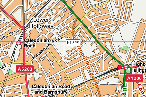 N7 8PF map - OS VectorMap District (Ordnance Survey)