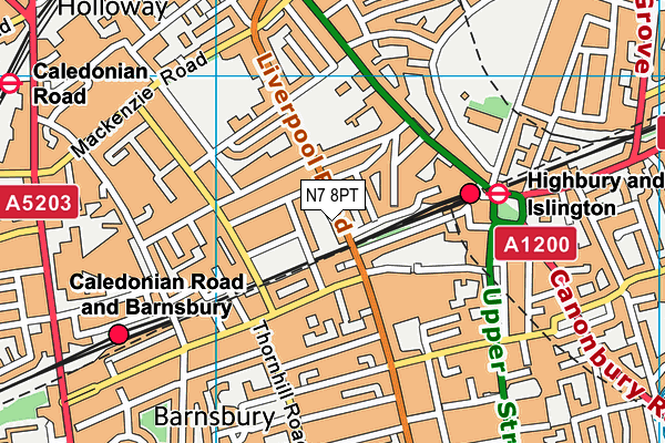 N7 8PT map - OS VectorMap District (Ordnance Survey)