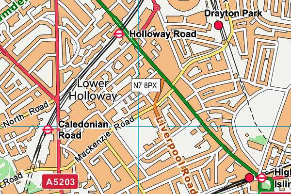 N7 8PX map - OS VectorMap District (Ordnance Survey)