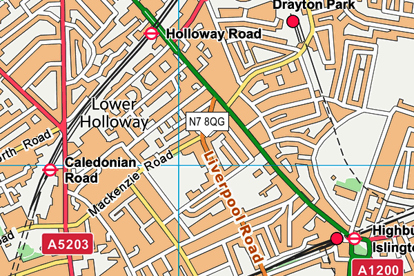 N7 8QG map - OS VectorMap District (Ordnance Survey)