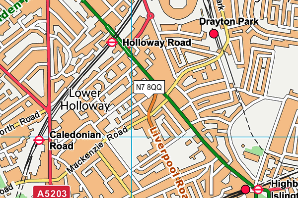 N7 8QQ map - OS VectorMap District (Ordnance Survey)