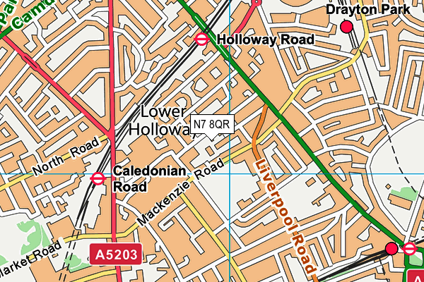 N7 8QR map - OS VectorMap District (Ordnance Survey)