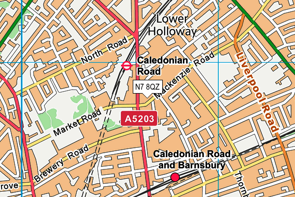 N7 8QZ map - OS VectorMap District (Ordnance Survey)