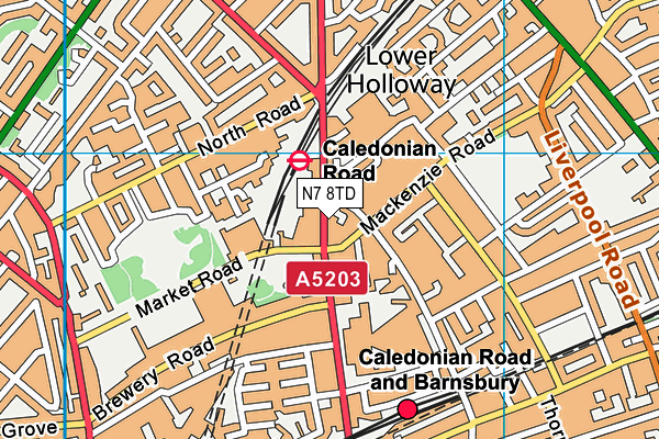 N7 8TD map - OS VectorMap District (Ordnance Survey)