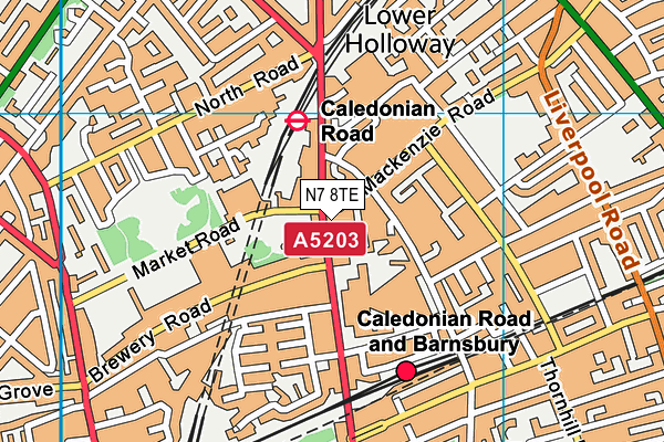 N7 8TE map - OS VectorMap District (Ordnance Survey)