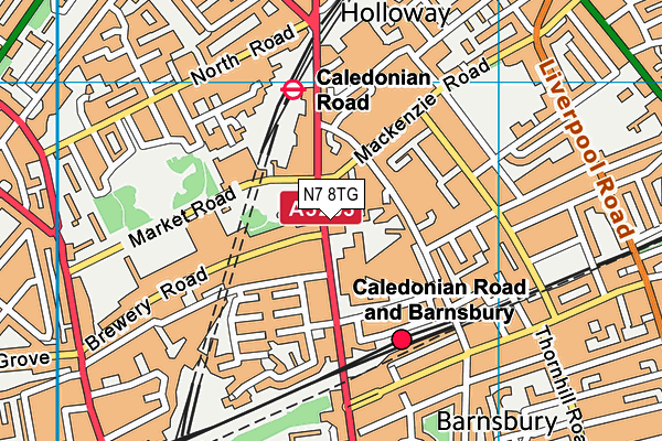 N7 8TG map - OS VectorMap District (Ordnance Survey)