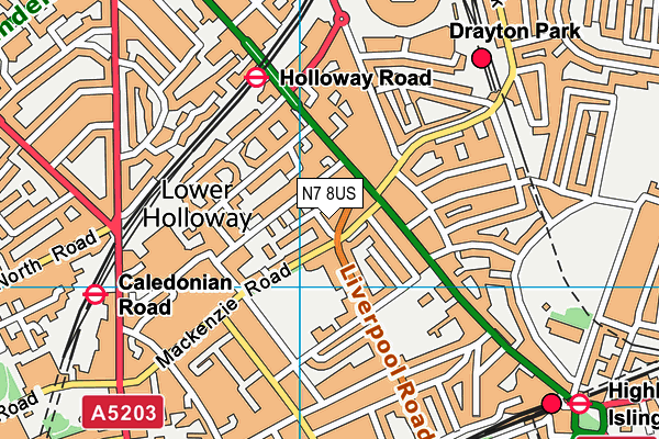 N7 8US map - OS VectorMap District (Ordnance Survey)