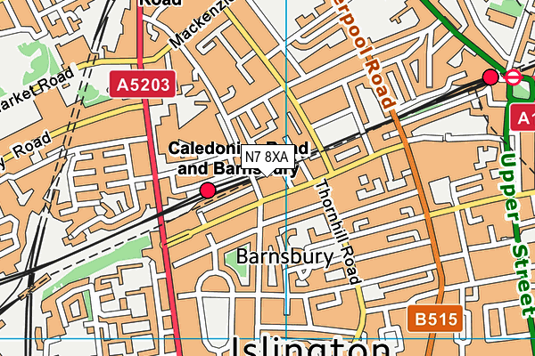 N7 8XA map - OS VectorMap District (Ordnance Survey)