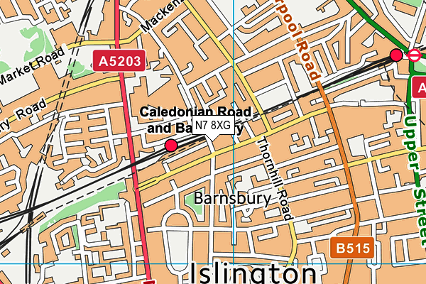 N7 8XG map - OS VectorMap District (Ordnance Survey)