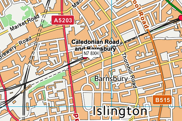 N7 8XH map - OS VectorMap District (Ordnance Survey)