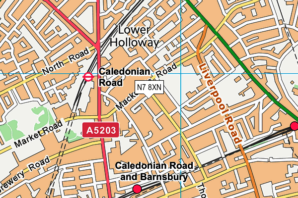 N7 8XN map - OS VectorMap District (Ordnance Survey)