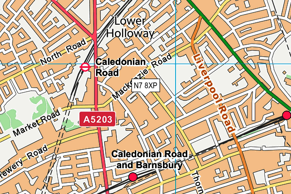 N7 8XP map - OS VectorMap District (Ordnance Survey)