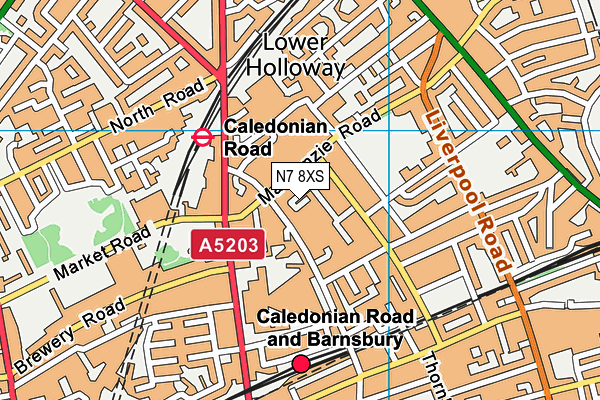 N7 8XS map - OS VectorMap District (Ordnance Survey)