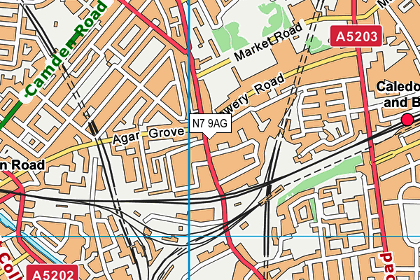 N7 9AG map - OS VectorMap District (Ordnance Survey)