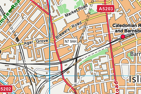 N7 9AH map - OS VectorMap District (Ordnance Survey)