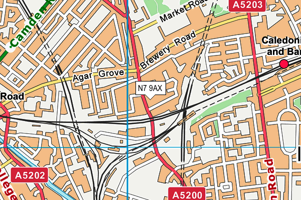 N7 9AX map - OS VectorMap District (Ordnance Survey)