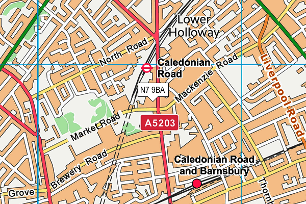 N7 9BA map - OS VectorMap District (Ordnance Survey)