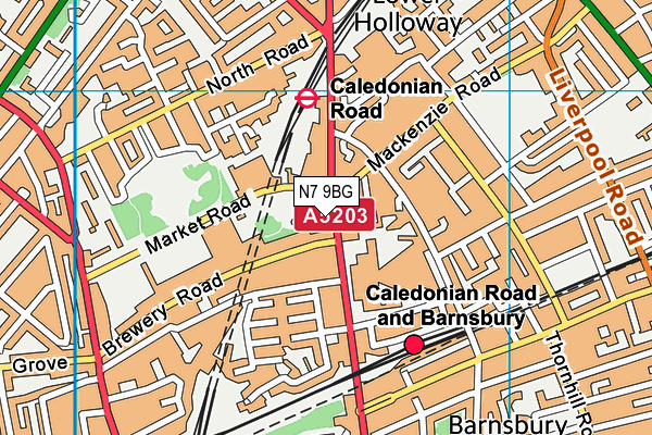 N7 9BG map - OS VectorMap District (Ordnance Survey)