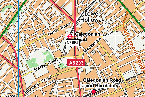 N7 9BJ map - OS VectorMap District (Ordnance Survey)