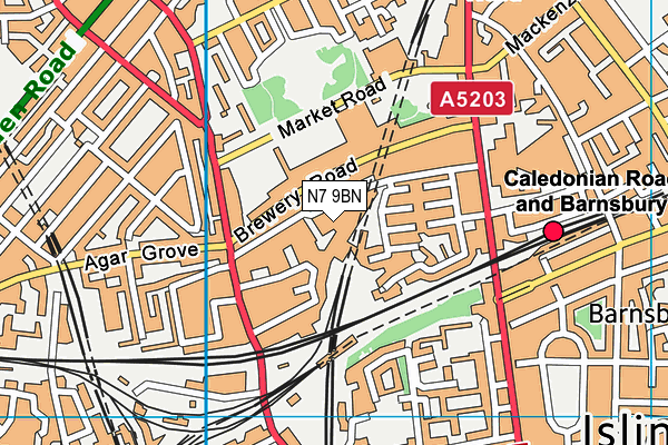 N7 9BN map - OS VectorMap District (Ordnance Survey)