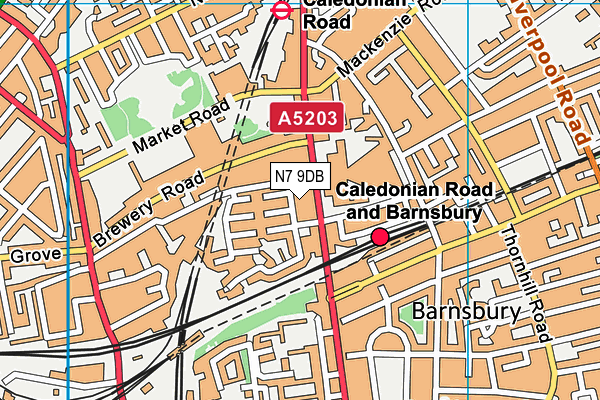 N7 9DB map - OS VectorMap District (Ordnance Survey)